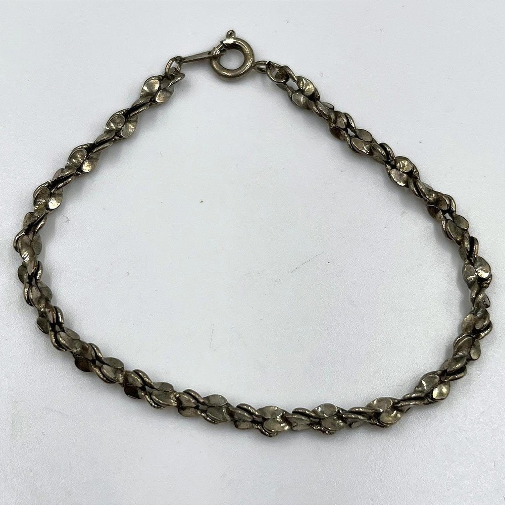 Vintage Style Twisted Link Chain Bracelet Silver Tone Lobster‎ Clasp Minimalist
